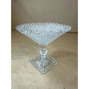 Vintage Anchor Hocking "Miss America" Clear Glass Footed Compote/Candy Dish, 30s